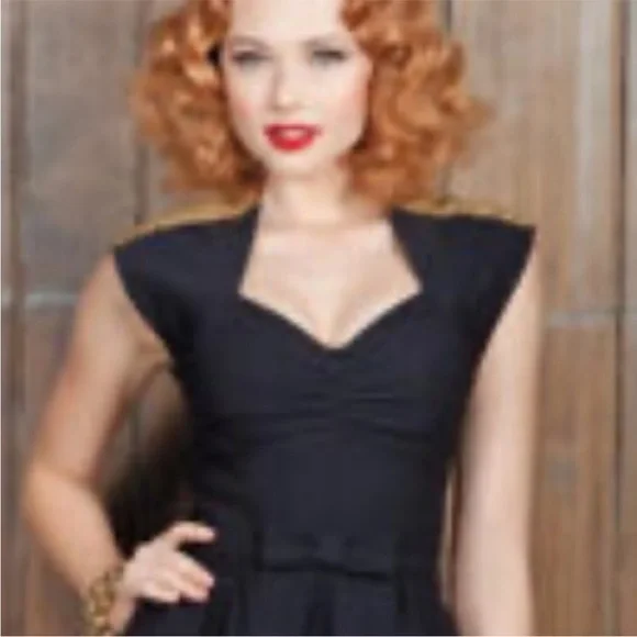 Stop Staring vintage inspired pinup retro Elegant Black Peplum Dress - Picture 2 of 15